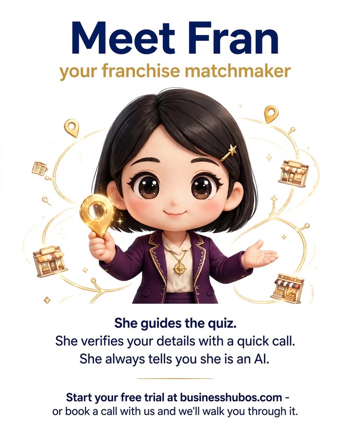 Launch image introducing Fran, the franchise matchmaker
